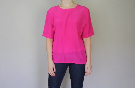 hot pink silk shirt