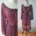 1970's Dress M, Burgundy Floral Peasant Dress, Daisy Garden, Vintage
