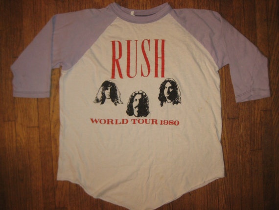 Vintage 1980 Rush world tour raglan t-shirt L XL