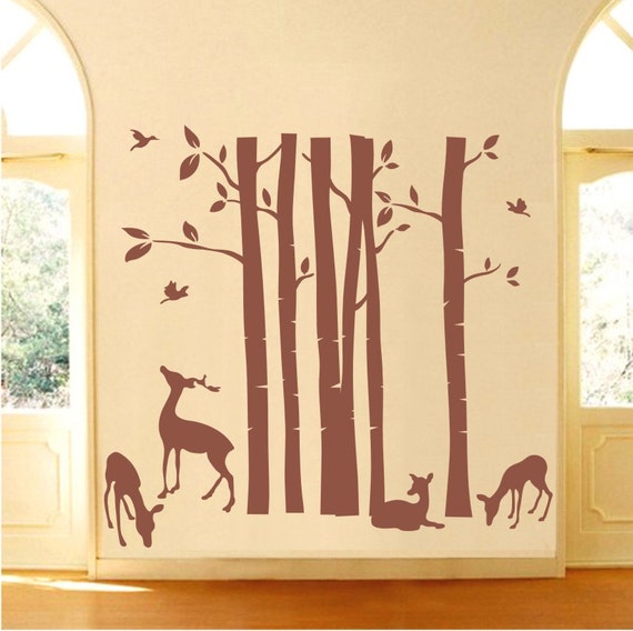 Deer forest vinyl wall decal