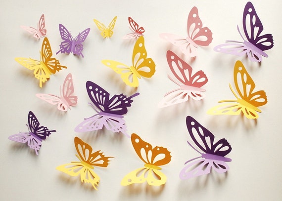 3D paper  butterfly with cut  outs wall sticker room  decor 