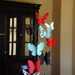 Custom order 3D paper butterfly mobile for baby nursery blue, red, black and cream color