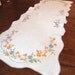 Linen Tablerunner Dresser Scarf Floral Embroidery Vintage