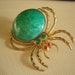 Spider Vintage Brooch Green Peking Glass Body-Bug Brooch-SALE