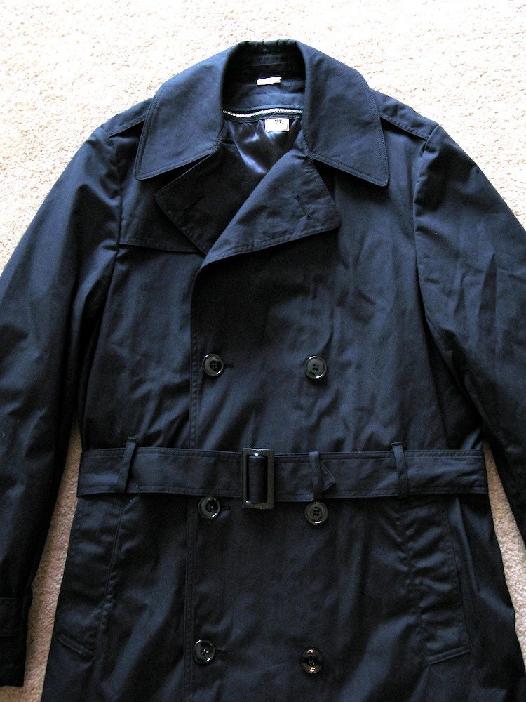 US Army Trench Coat black trench Made in USA 38 extra tall