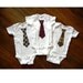 Country Baby Boy Tie Onesie / Bodysuit - 3-9 mo - Brown Plaid