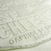 glass cheese platter with cool typography