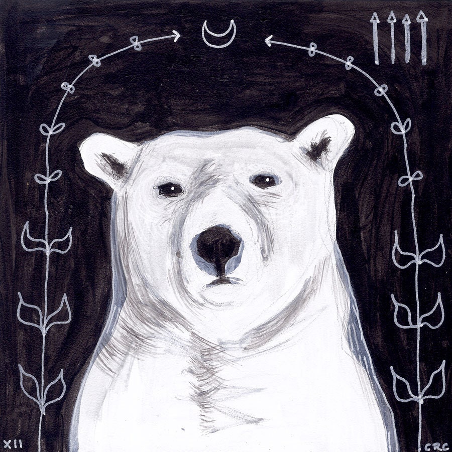 polar bear at night black and white original by Reclusing