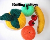 Knitting pattern toy fruit, play food, nursery food, knitted toy food, teaching resource, easy knitting pattern, play groceries.