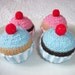 Cupcakes hand knitted. 4 full size. UK seller