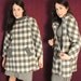 On SALE Vintage 60s Mod Houndstooth plaid charcoal gray and cream side zip jacket swing trapeze coat cape