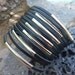 Black Leather Cuff Bracelet.Unisex.Womens or Mens.Sterling Silver.Adjustable .