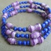 Purple and Blue paper bead Memory Wire bracelet - clearance