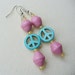 Peace Earrings - Pink and Turquoise Paper Bead Earrings