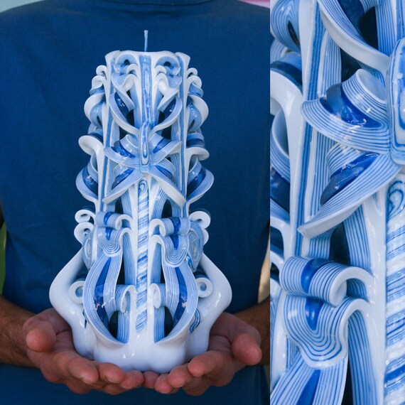 Items similar to Carved Large candle on Etsy