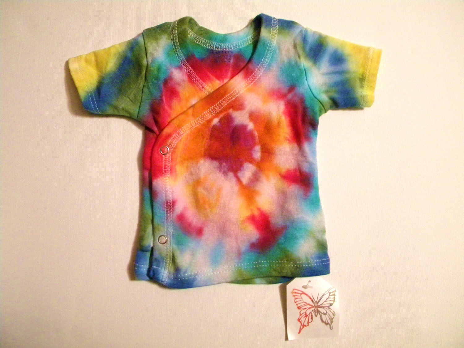 Tie Dyed Baby Shirt Psychedelic Rainbow Design by PaisleyPistol