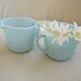 Fire King Blue Turquoise Creamer and Sugar Set