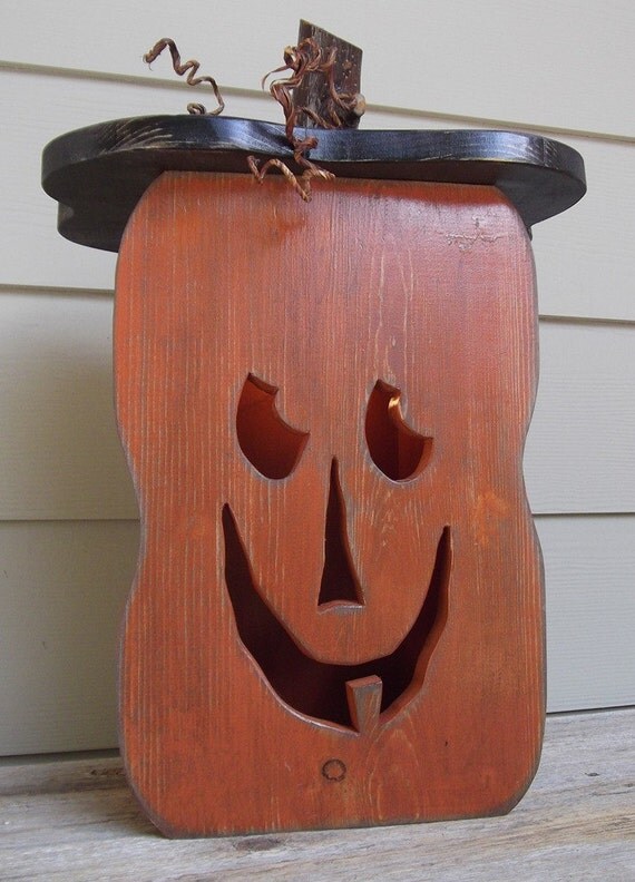 Wooden pumpkin light box jack-o-lantern light Halloween