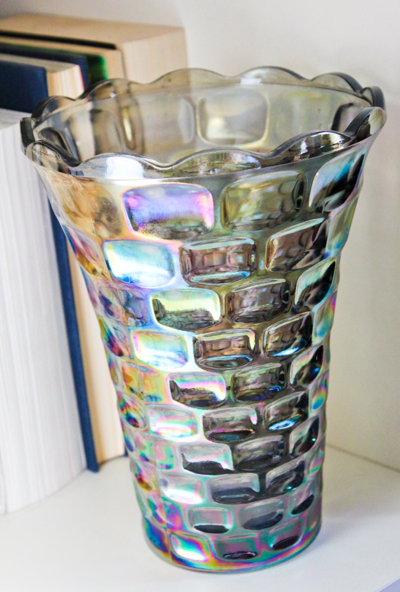 vintage carnival glass vase colonial federal glass co