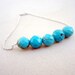 Turquoise Bracelet Bead Bar Gemstone Jewellery Sterling Silver Jewelry Faceted Chain Simple Everyday Layer Stack B-158a