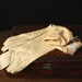 Soft Beige leather 3/4 length gloves, French kid skin gloves