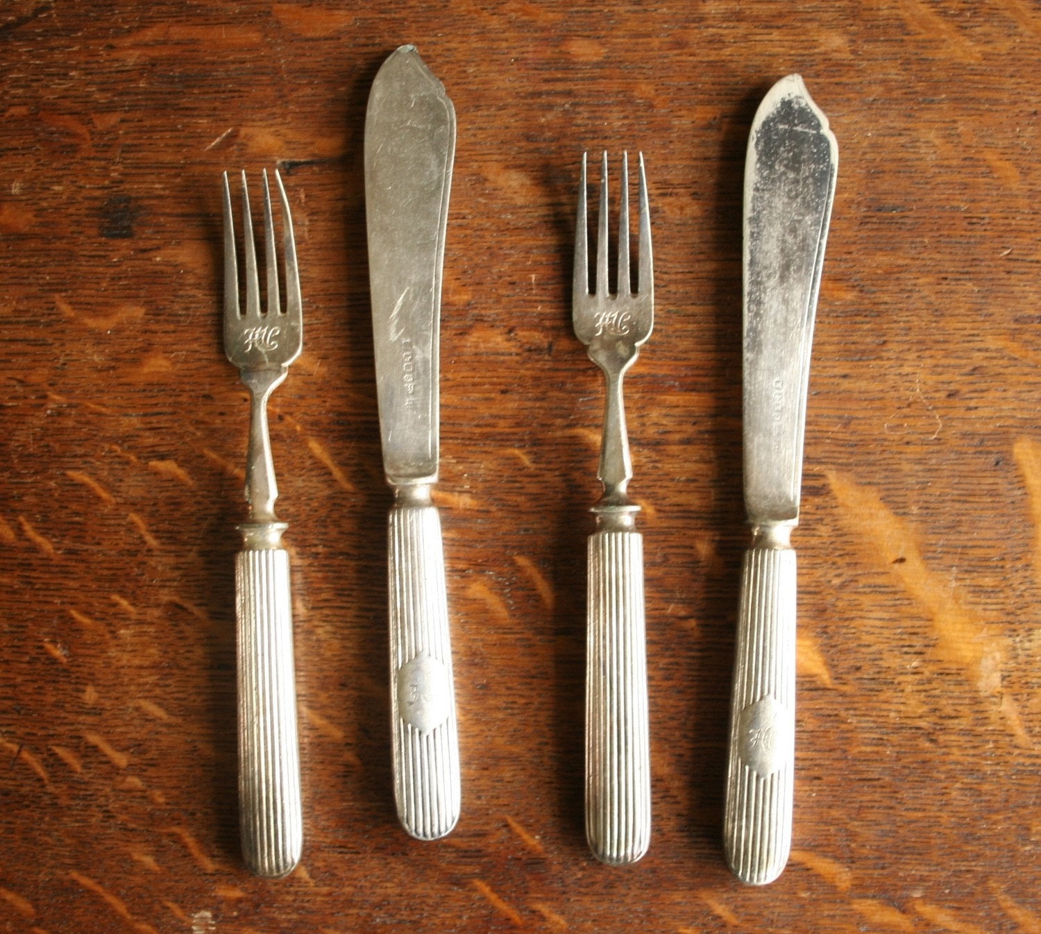 Sheffield forks and knives Silverplated antique flatware