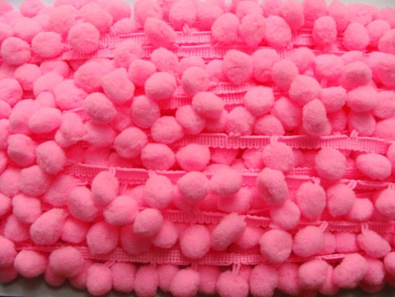 pink pom trim hot pom Etsy Pink Pom Fringe by CreativeTrims Pom Hot yards on 3