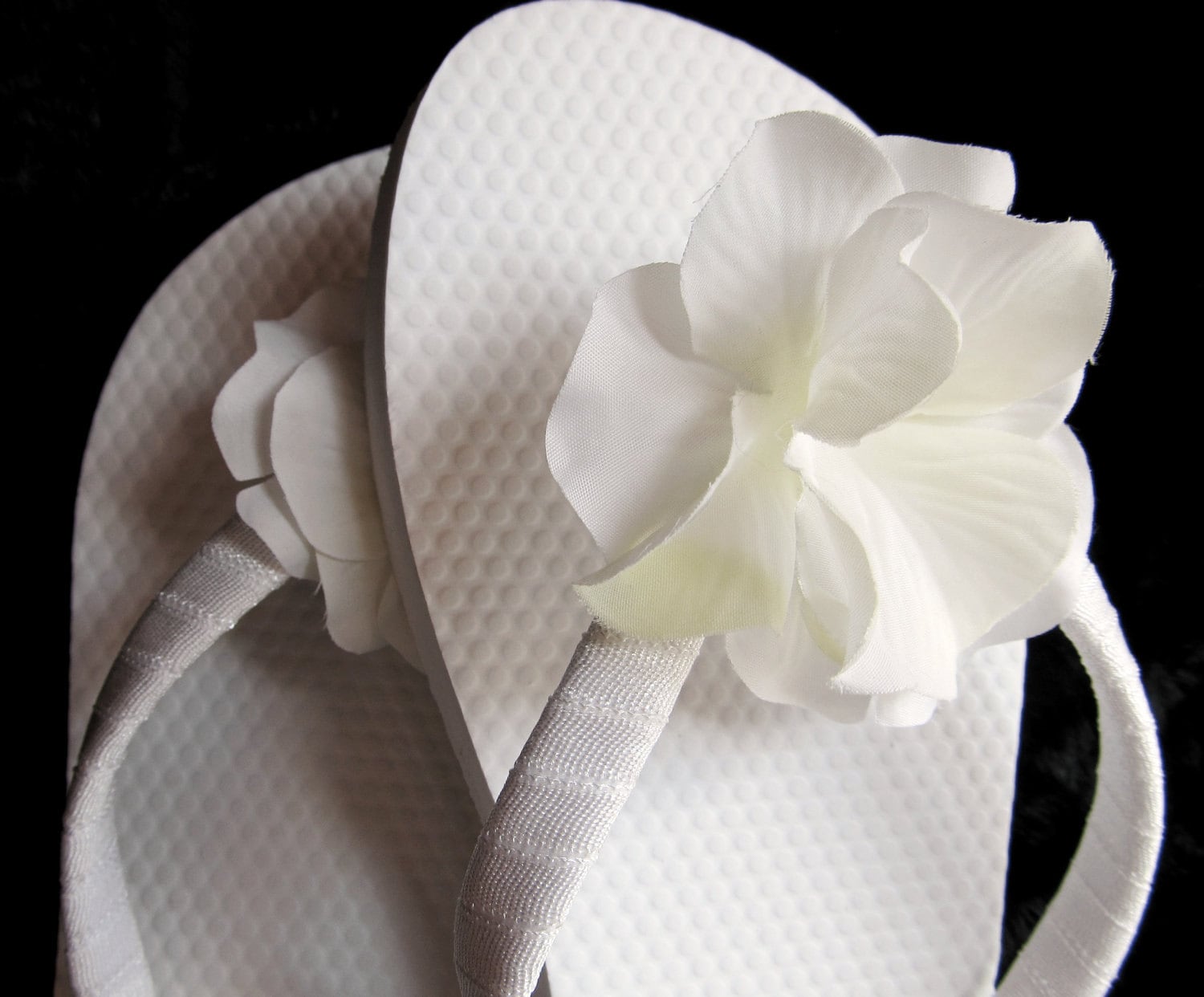 Bridal Flip Flops White Hydrangea Johanna by PetalnPearlBoutique