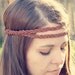 The Boho Band, Double Strand Bohemian Braid Headband in Cognac, Indie, elastic closure, Braided Headband, Bohemian Style