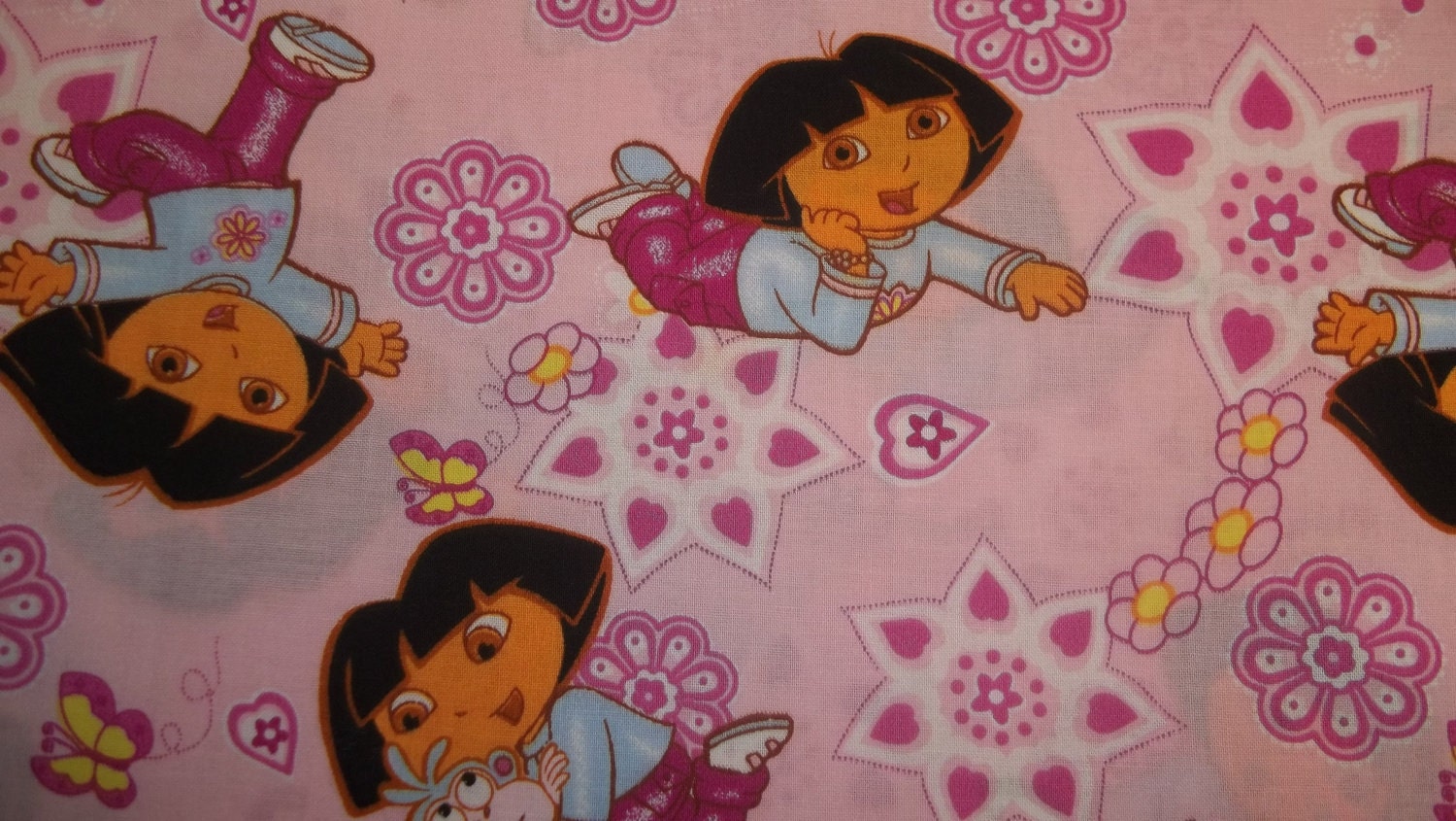 Dora The Explorer with stars on pink back by redbrickquilting