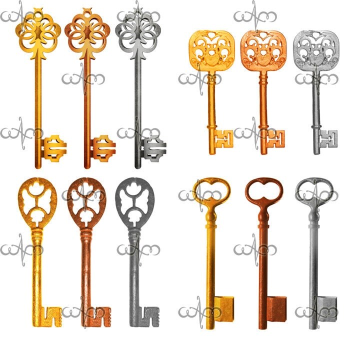 Ancient Vintage Keys Clip Art Graphic Design Pattern for your