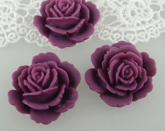 12pcs rose cabochon 23 mm , ROYAL LILAC