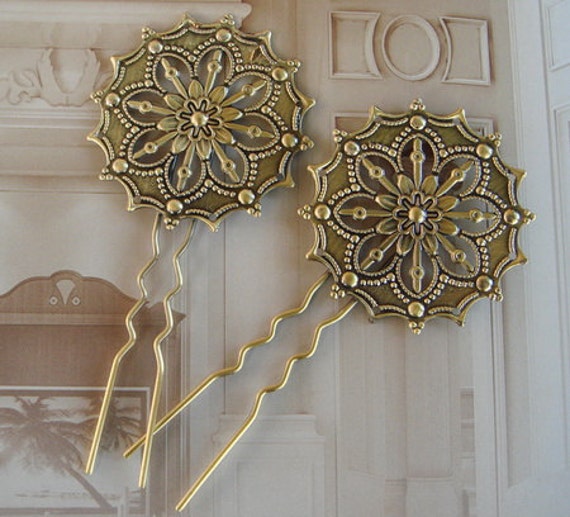 Items similar to 2Pcs Antique Bronze Classical Hair Clip, w/ 90mm