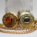 Amber Gem and Gold Locket Costume Jewelry Necklace