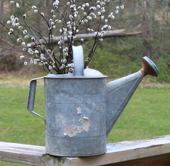Vintage Farmhouse Galvanized Watering Can by MyVintageLane on Etsy