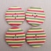Handmade Buttons, polymer clay, 1 inch, set of 4, green red yellow and ecru stripes