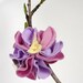 flowered hair clip upcycled pink lavender fabric