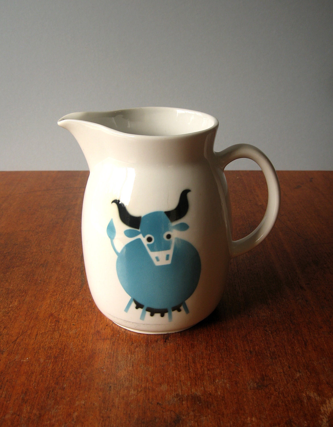 Arabia Finland Large Blue Cow Pitcher / Jug