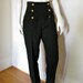 Vintage 1970s 1980s Chanel Boutique Black Pants Slacks Sailor Style Double Breasted High Waist Gold Elephant Buttons