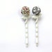 Hair Accessories, Rose Bobby Pin Set, Gray, Red, White Metal Rose Stem