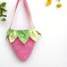 Girls Strawberry Tote, Purse, Bag, Handbag, Pink, Green, Polka Dot, Children, Kids