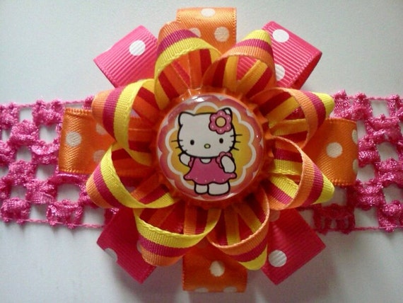 Hello Kitty Inspired Orange and Pink Loopy by MombowNumberFive