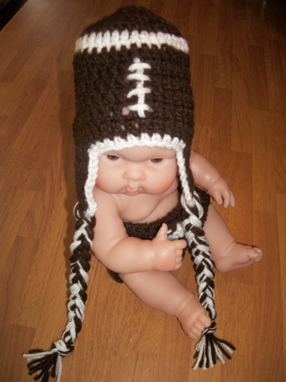 0-3 Month Football Hat with Earflaps - Photo Prop