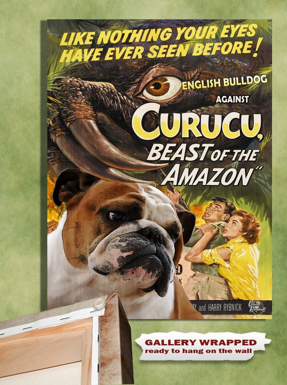 English Bulldog Vintage Movie Style Poster Canvas Print