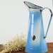 Vintage French Enamel Blue and White Tall Pitcher Jug