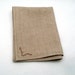 Linen Hand Towel Embroidery Tea Towel Place Mat Natural Rustic Tan Brown Hemmed Mitered Corners Handmade 17.75 X 13.75 Inch
