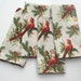 Cardinal Christmas Napkins, Ivory Cloth Holiday Fabric, 18 Inch, Set of Four