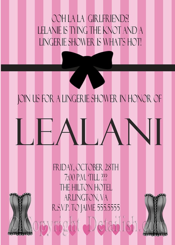 Fun and Sexy Pink and Black Lingerie Shower Invitation Victoria Secret Inspired - Printable Uprint 318 Il_570xn