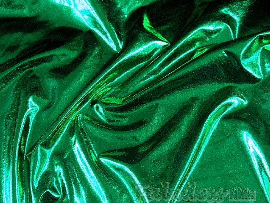 Kelly Green Metallic Spandex Lycra fabric per yard