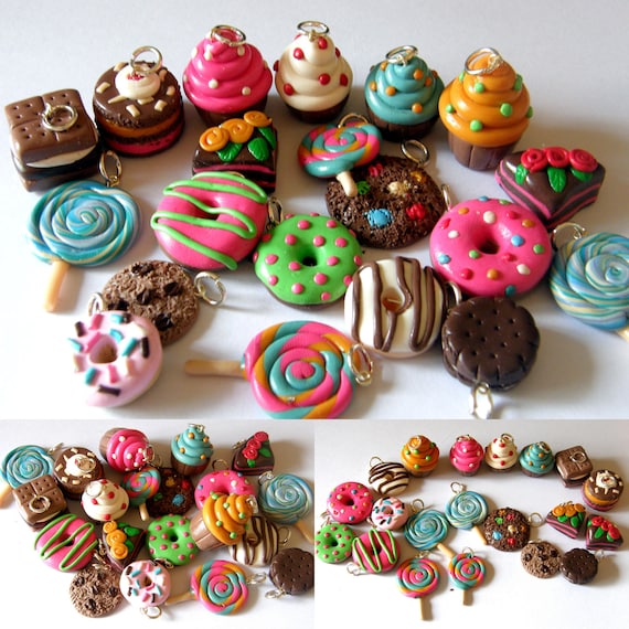 Items similar to 20 pcs polymer clay charms - Sweets theme on Etsy